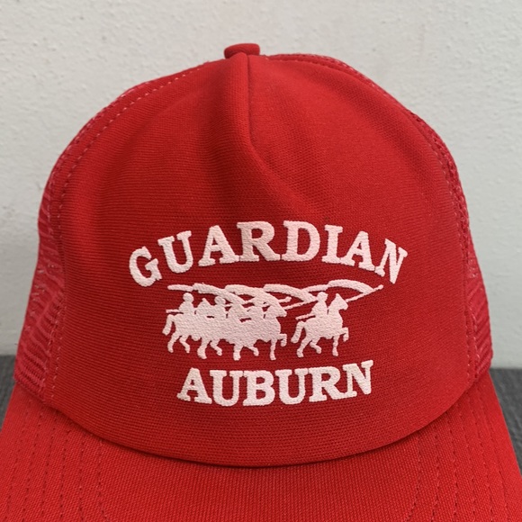 Vintage Guardian Auburn Trucker Hat Mens OSFA Red White Mesh Back Snapback P Cap - Picture 3 of 14